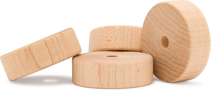 2-inch Diameter Slab Wooden Wheels for Crafts, 3/8-inch Hole, 7/16-inch Thick, Pack of 50 Mini Wood Wheels for Model, by Woodpeckers
