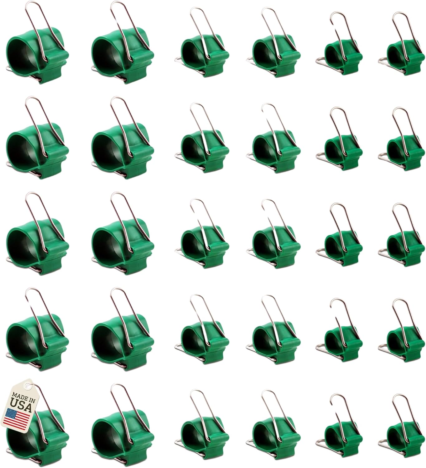 Cable Management Clips: Versatile Reusable Cord Holders for Christmas Lights, Holiday Decor, and Outdoor String Lights - 30 Green Pack (10 Small, 10 Medium, 10 Large)
