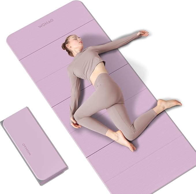 WOHAO 7-Fold Yoga Mat 70"x24" - 1/2 Inch Thick Folding Exercise Mat, Compact Non-Slip TPE Mat for Travel, Storage, Yoga & ...
