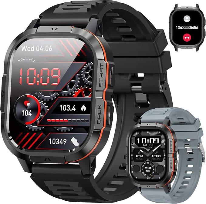 Smart Watch for Men Fitness Tracker: Waterproof Make/Answer Call Military Digital Watches Run Smartwatch Android Phones iP...