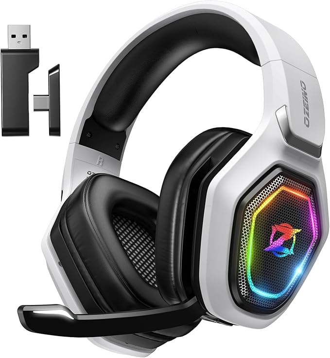 Ozeino 2.4GHz Wireless Gaming Headset for PC, Ps5, Ps4 - Lossless Audio USB & Type-C Ultra Stable Gaming Headphones with F...