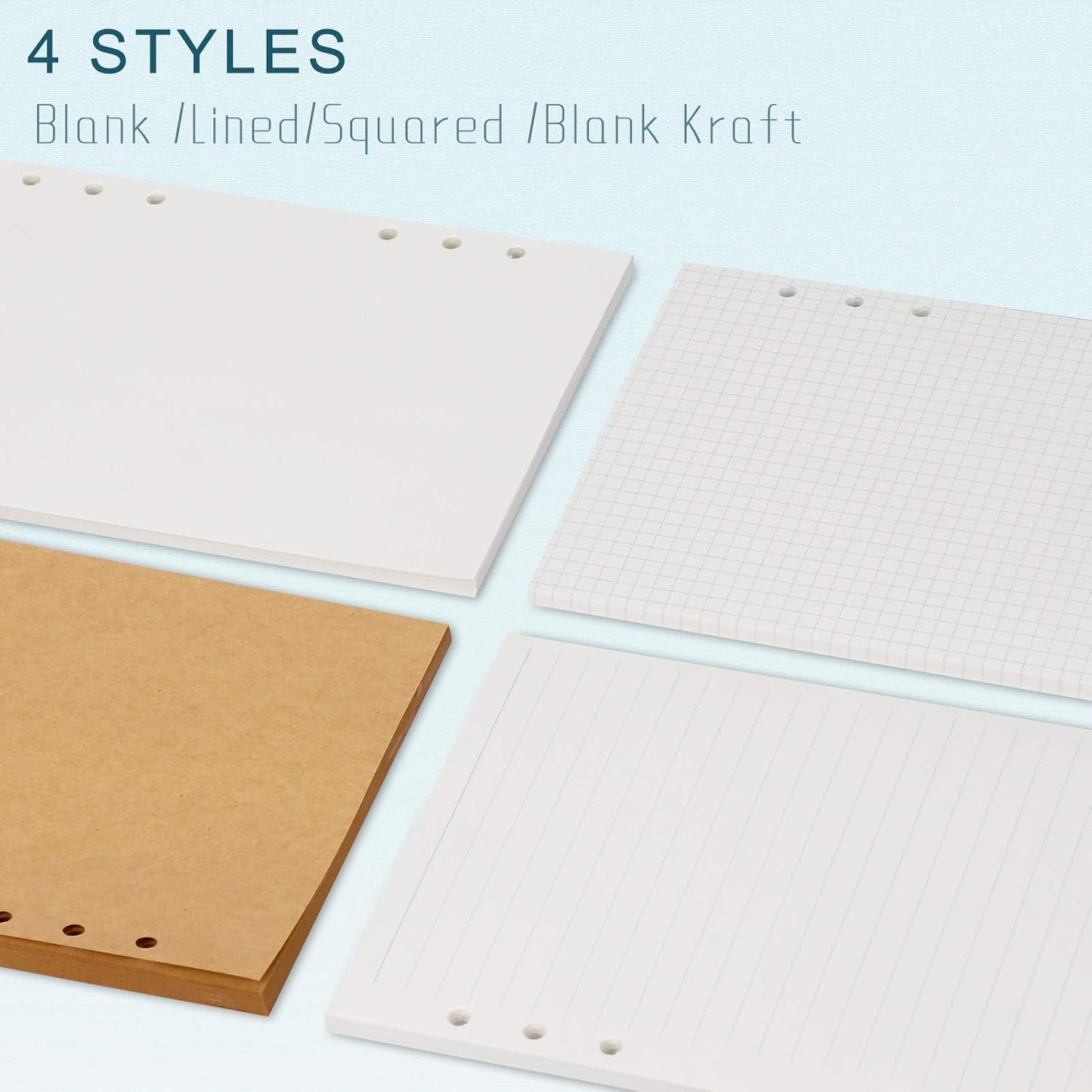 A5 Refill Paper, [3 Pack] Toplive 100GSM Thick Refillable 6 Hole Filler Inserts - 135 Sheets (270 Pages) for 6 Ring Binder Journal Notebook, Kraft
