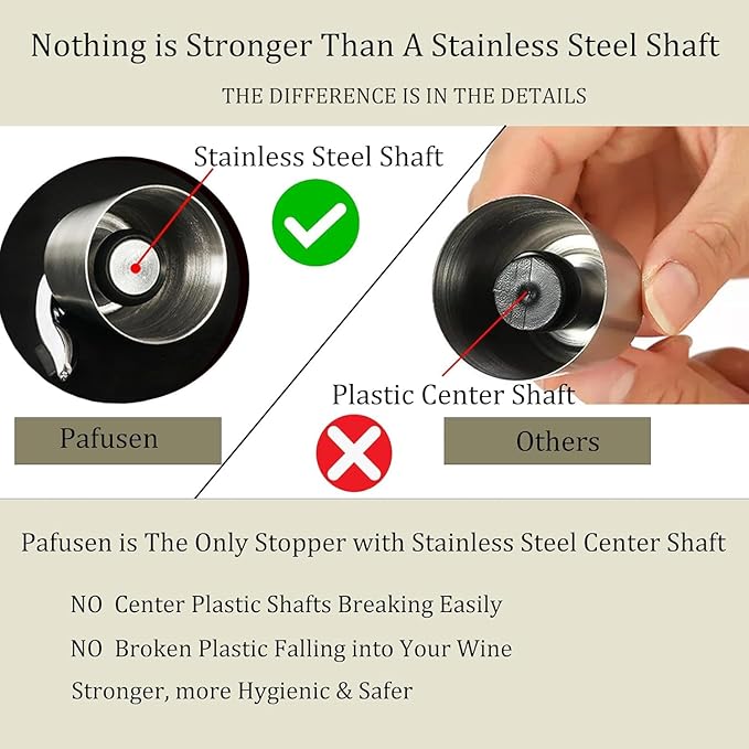 Wine Stoppers Set of 2, Pafusen, Stainless Steel Wine Bottle Stopper with Silicone Seal, Reusable Wine Freshness Keep, wine saver wine bottle sealer stopper, wine accessories (4-Pack-Mixed Color)
