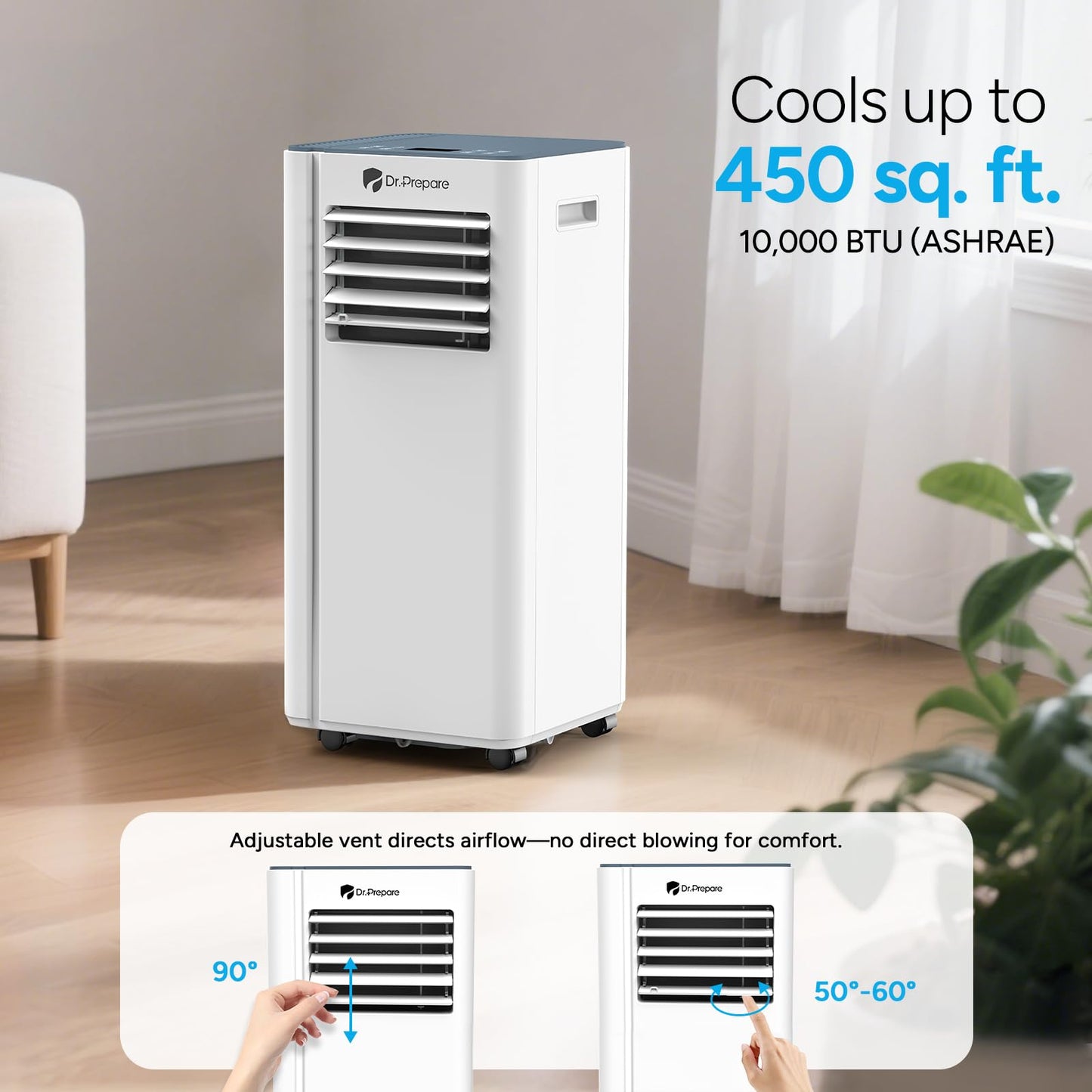 Dr.Prepare 10,000 Btu Portable Air Conditioner With Wifi, 4-In-1 Portable Ac Unit, Remote Control, Fast Cooling, 24H Timers With