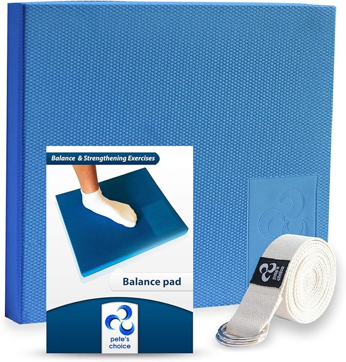 pete's choice XL or L Foam Balance Pad - Free Stretching Strap & Booklet | Extra Large Balance Pads - Physical Therapy, An...
