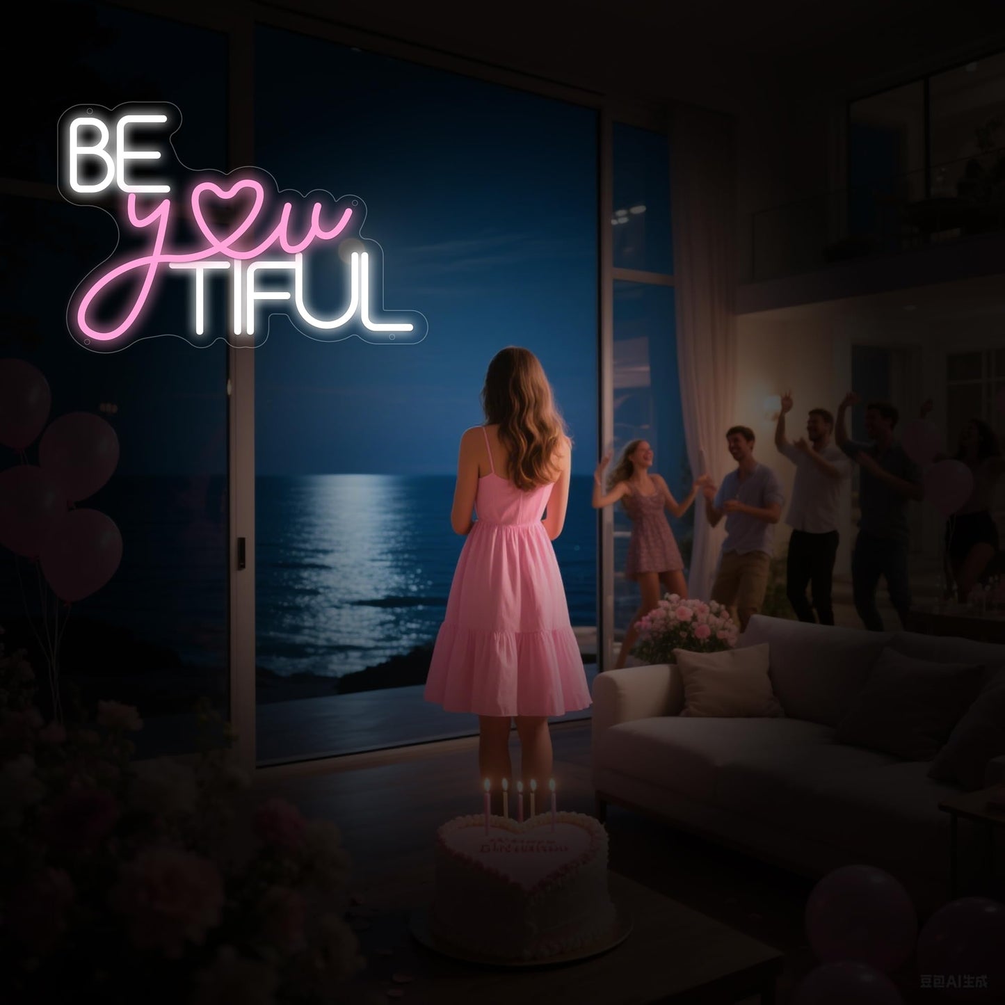 Moneter Beautiful Neon Signs For Wall Decor  Beautiful Neon Led Signs For Bedroom Decor Birthday Gift For Teen Girls Light Up Sign For Home  Wedding  Party
