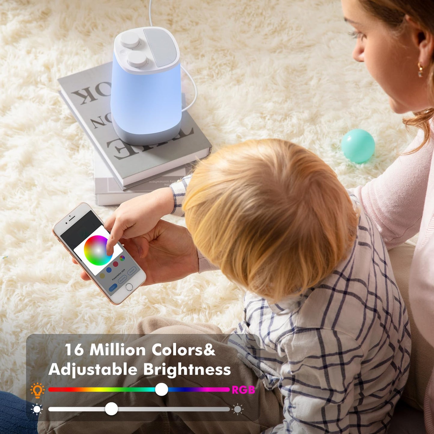 Evaife Baby Sound Machine, Nursery Night Light for Kids, Alarm Clock, White Noise Machine for Sleeping, OK to Wake Clock for Toddlers, APP Control, Fan Rain Wave, Sleep Trainer