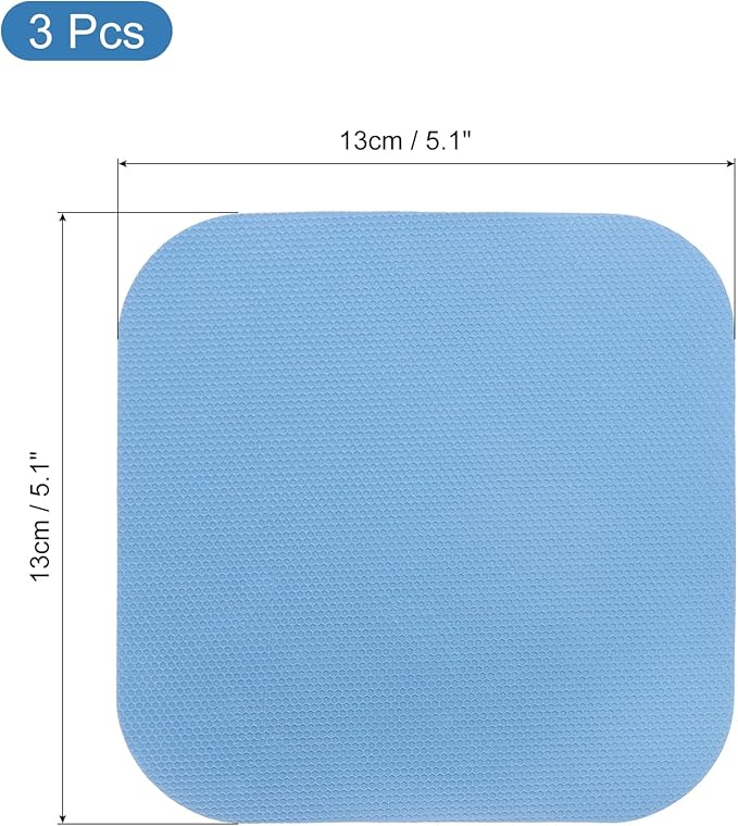 uxcell 3Pcs Rubber Jar Opener Grippers Pads, Multi-function Heat-insulated Non-Slip Grippers Pads for Jars, Kitchen Tool for Easy Opening (Blue, Square)