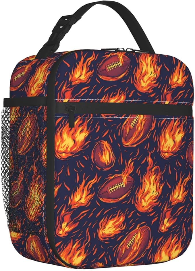 Football Lunch Box Insulated Lunch Bag for kids Girls Boys,Reusable Lunch Box Containers for Women Men,Durable Cooler Tote Bag Lunchbox for Office/School/Picnic