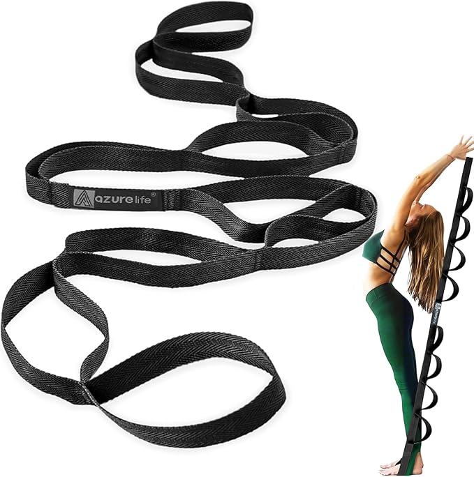 A AZURELIFE Premium Durable Stretch Straps with Loops, Stretching Strap for Physical Therapy, Multi-Loop Yoga Strap Fitnes...