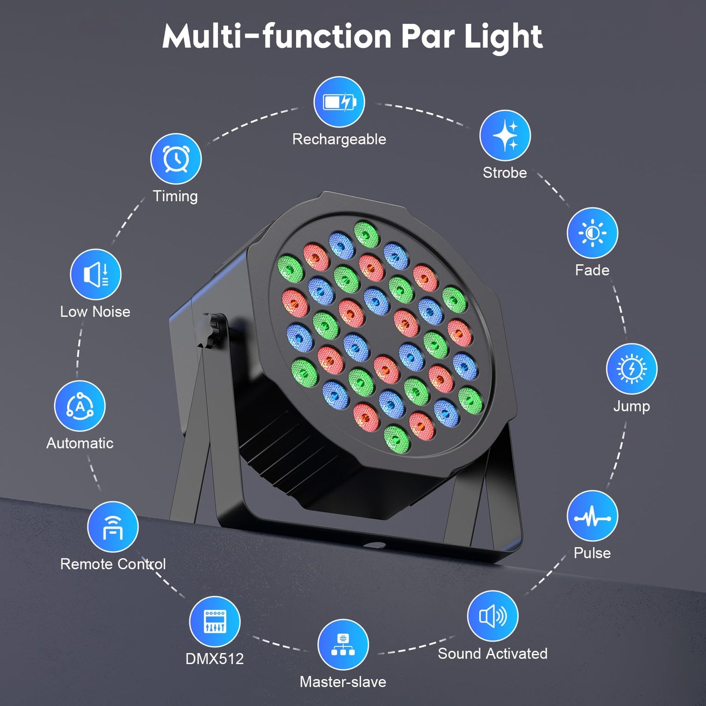 16Pcs 36 Led Rechargeable Stage Lights, Par Can Light Rgb Remote Control 7Ch Dmx512 Battery Uplights For Events Wedding Dj Live