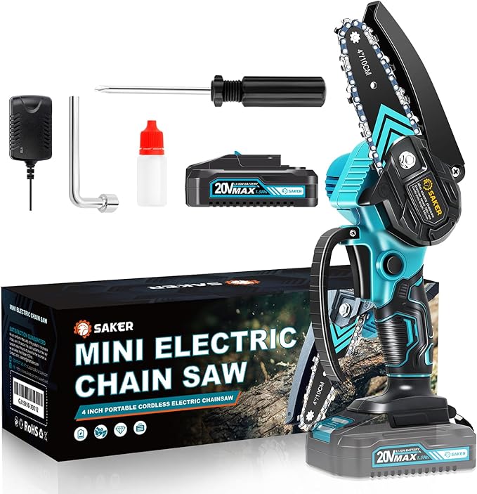 Saker Mini Chainsaw,Portable Electric Chainsaws Cordless,Handheld Chain Saw Pruning Shears Chain Saws for Tree Branches,Co...