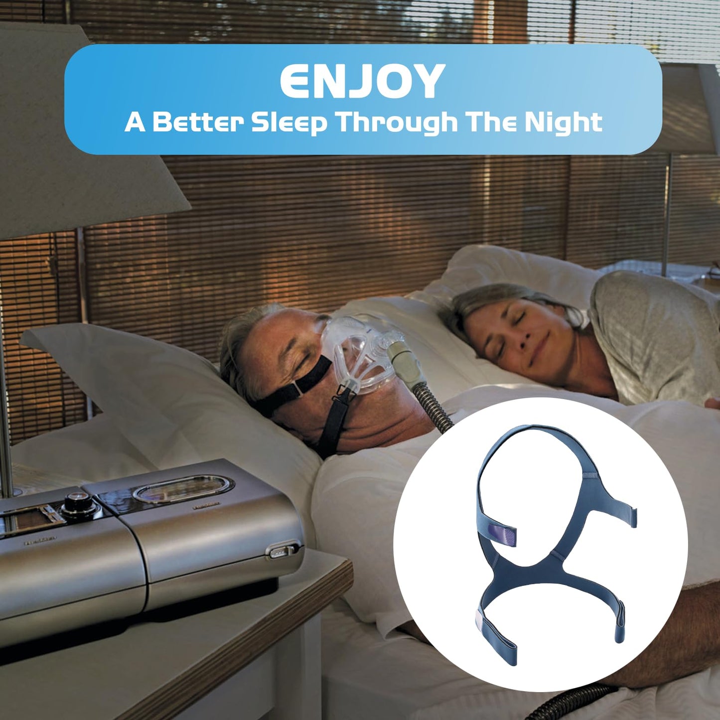 Replacement Headgear for ResMed Quattro FX Full Face CPAP Mask, Velcro Adjustments Headgear Strap Breathable Replace CPAP Headband - Medium/Standard