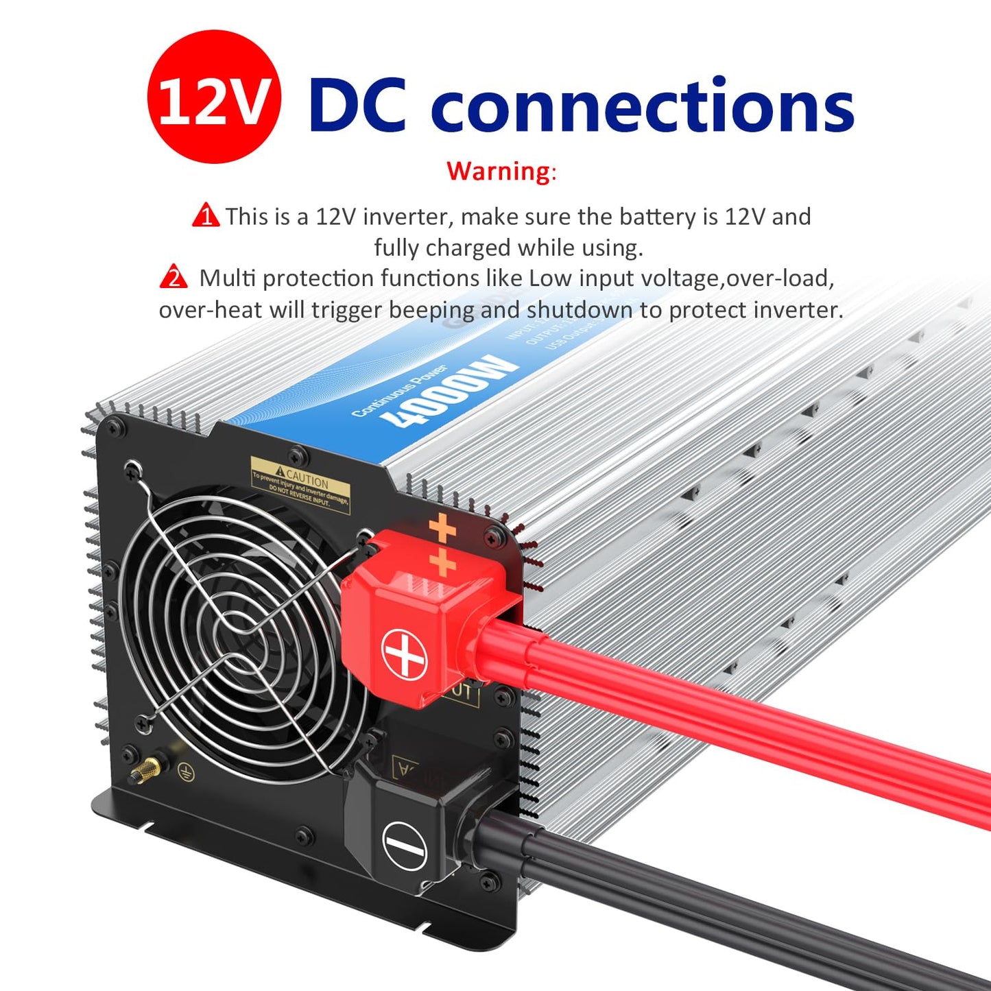 Giandel 4000W Pure Sine Wave Power Inverter Etl Ul 458 Std Listed Converts Dc12V To Ac120V With 40Amps Hardwire Terminal Block 4