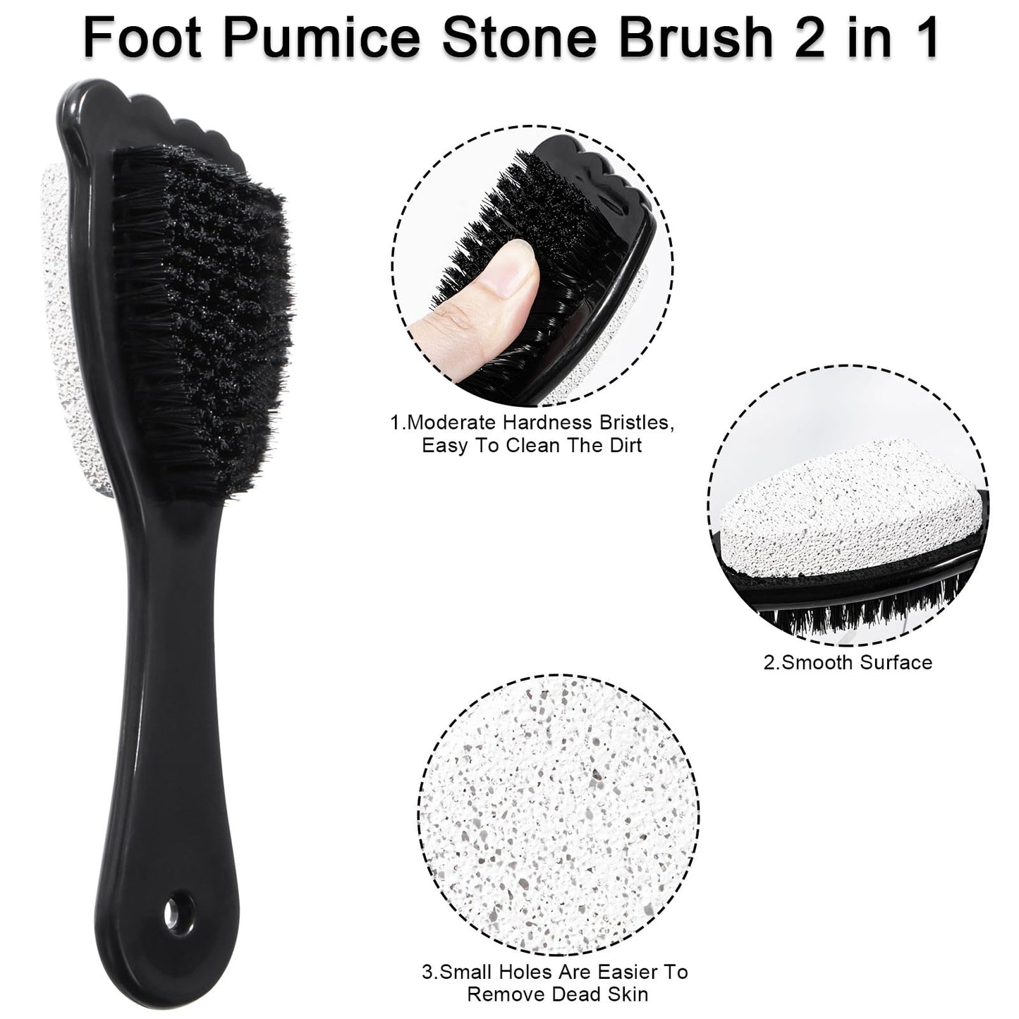 Beomeen Foot Brush and Pumice Stone for Shower with Handle, 6 Pcs Shower Foot Scrubber Callus Remover 2 in 1 Pedicure Brush with