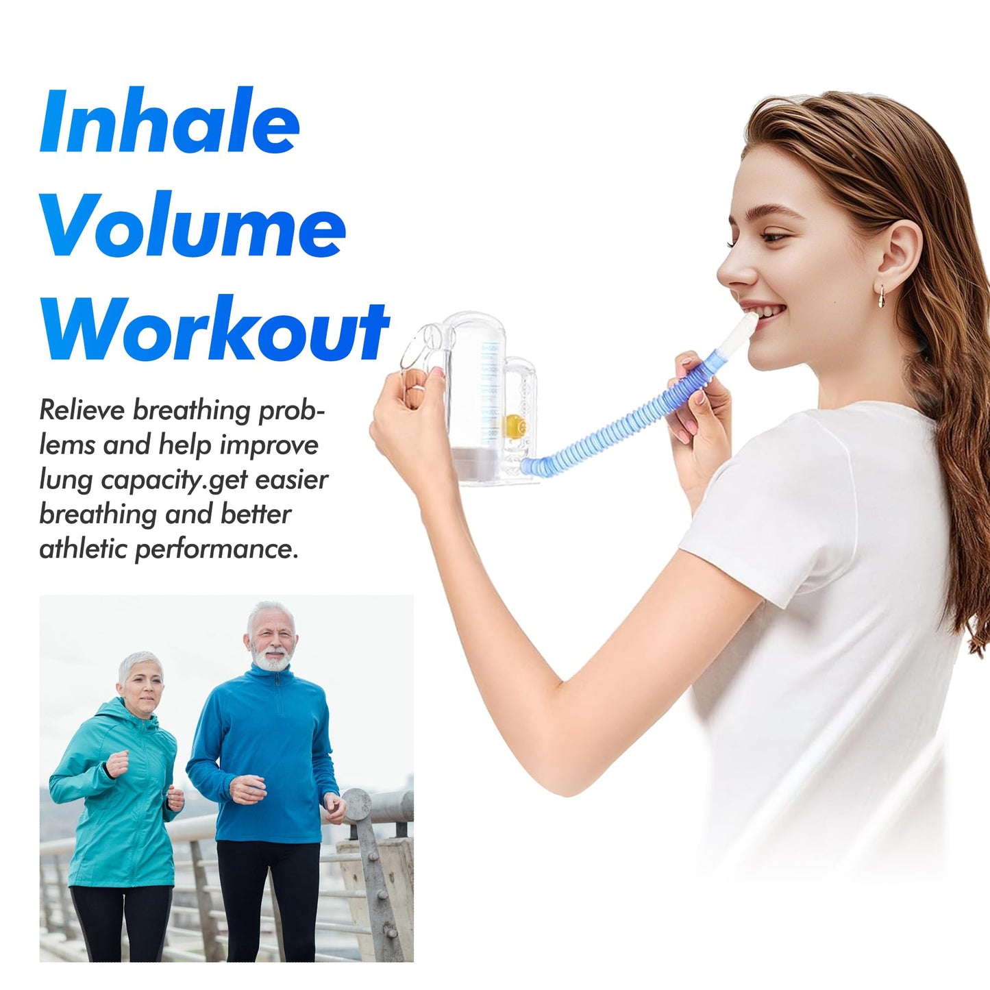 Incentive Spirometer Adult,Breathing Exercise Device for Lungs,Breathing Trainer,Spirometer Lung Exerciser-5000ml Volume Measurement with Flow Rate Indicator