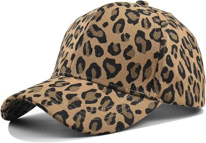 CLeemuziN Baseball Hats for Women Men Adjustable Leopard Print Dad Trucker Hat Cotton Sun Protection Caps Sports Golf Medium