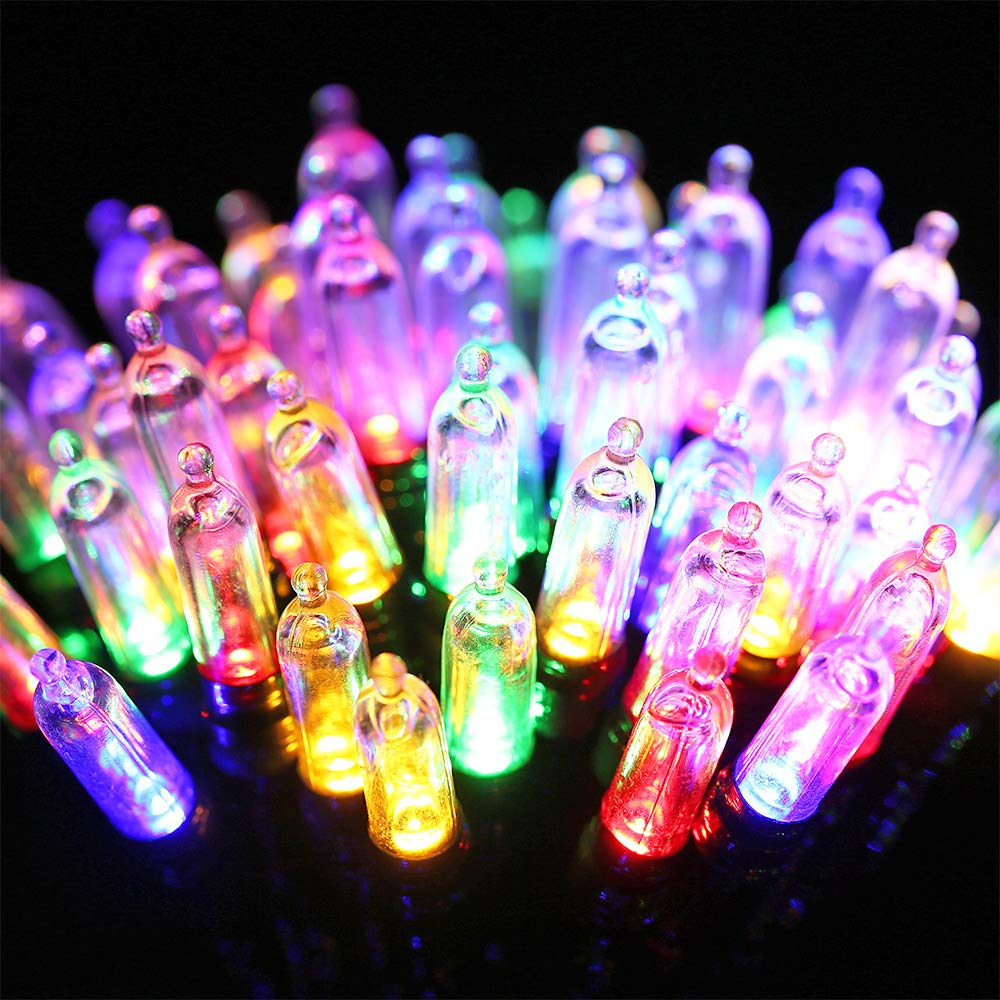 LYHOPE Battery Operated Christmas Lights, 33ft, 100 LED, Waterproof, 8 Modes, Multicolor, Model JJMAHBL06