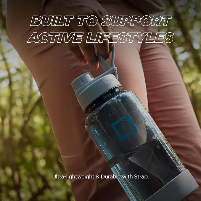 IRON °FLASK Clear Tritan Trekker Water Bottle with Chug Lid - Leak Proof & Lightweight for Gym, Hiking, Sports - Dishwasher Safe, BPA Free Plastic - Bubble Gum, 32 Oz
