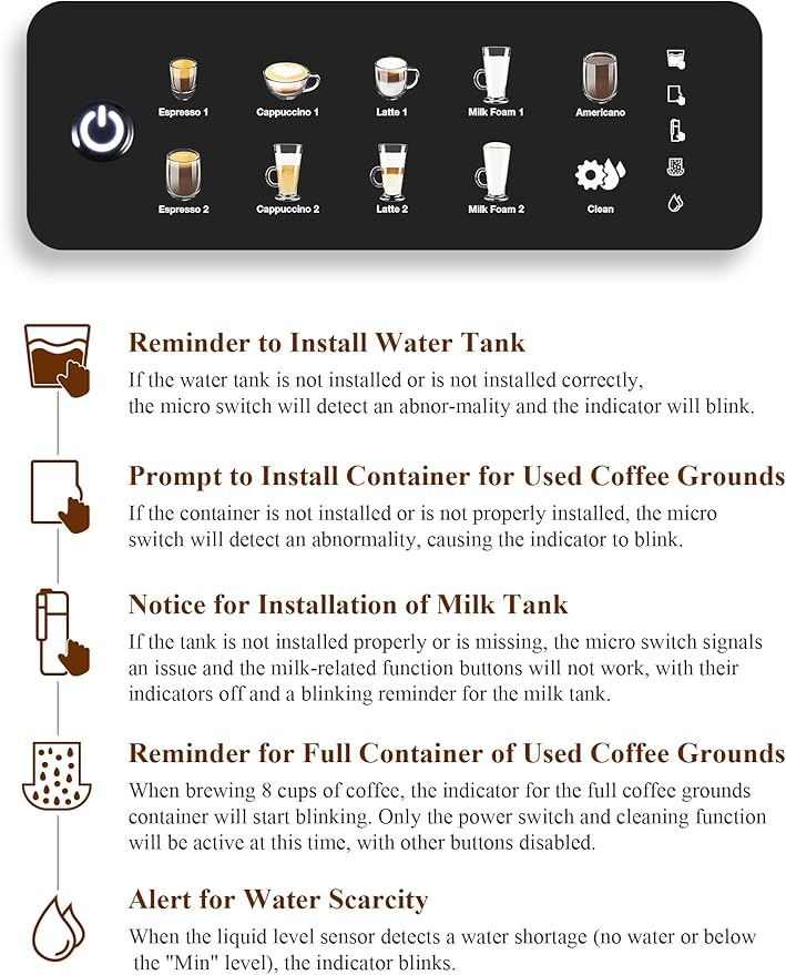 Fully Automatic Coffee Maker with Built-in 3-Level Grinder Expresso/ Cappuccino/Latte/Americano Coffee Machines with Self-Cleaning Function 12 Cup Coffee Machine for Home/Office (Coffee Maker-Green)