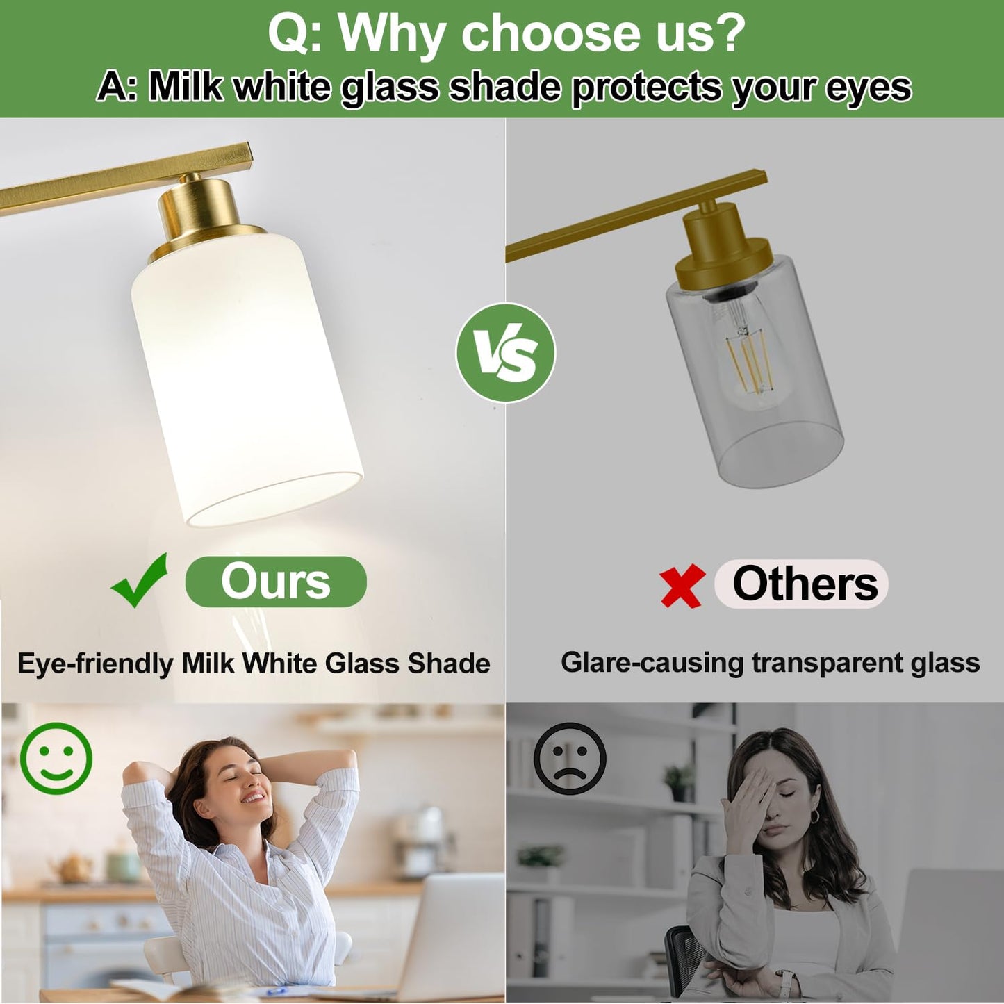 3-Light Bathroom Light Fixtures  Brushed Gold Vanity Light With Milky White Shades  Bathroom Lighting Fixtures Over Mirror  Modern Bathroom Wall Lamp For Mirror Living Room Cabinet Bedroom
