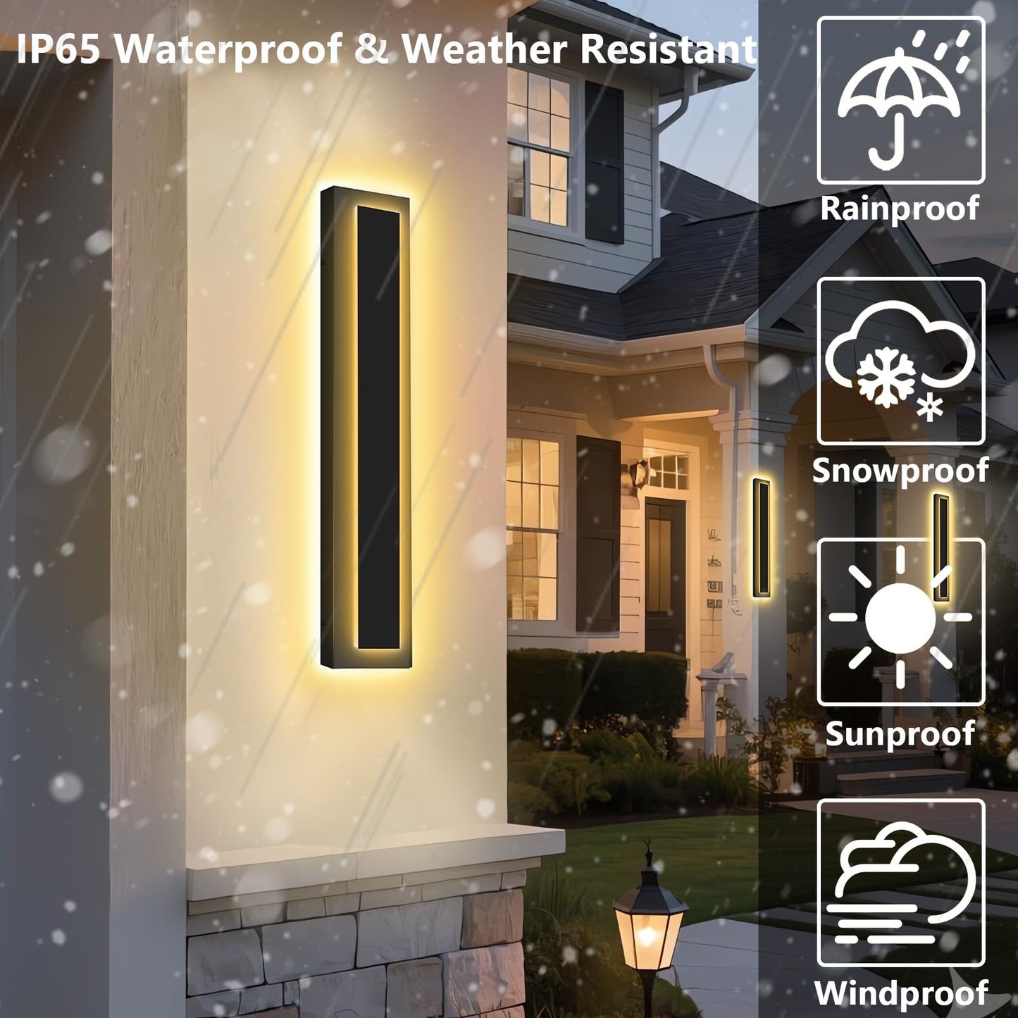 Picico 12In Modern Led Outdoor Wall Lights  Dimmable Black Exterior Wall Sconce Lighting Fixtures  Rectangular Mini Outdoor Garage Lights  360 Beam Angle Vertical Outdoor Lights For House Porch