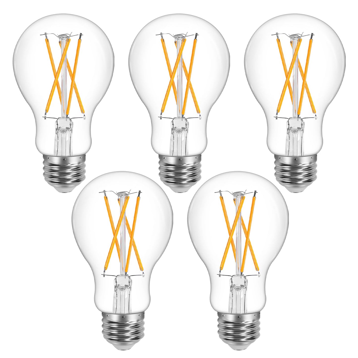 Lepro Vintage Dimmable Led Bulbs, 8W 800Lm, 60W Equivalent, A19 Shape, E26 Base, Pack Of 5, Warm White, Classic Glass