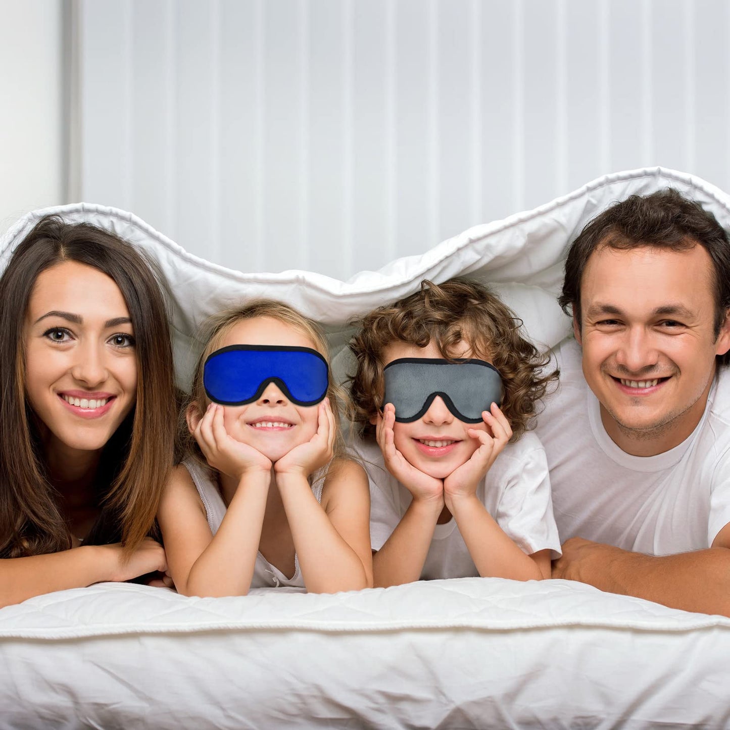 2 Pieces 3D Sleep Mask for Kids Memory Foam Contoured Eye Mask, Travel Sleep Eye Cover with Adjustable Strap, 3D Blindfolds(Blue and Gray)