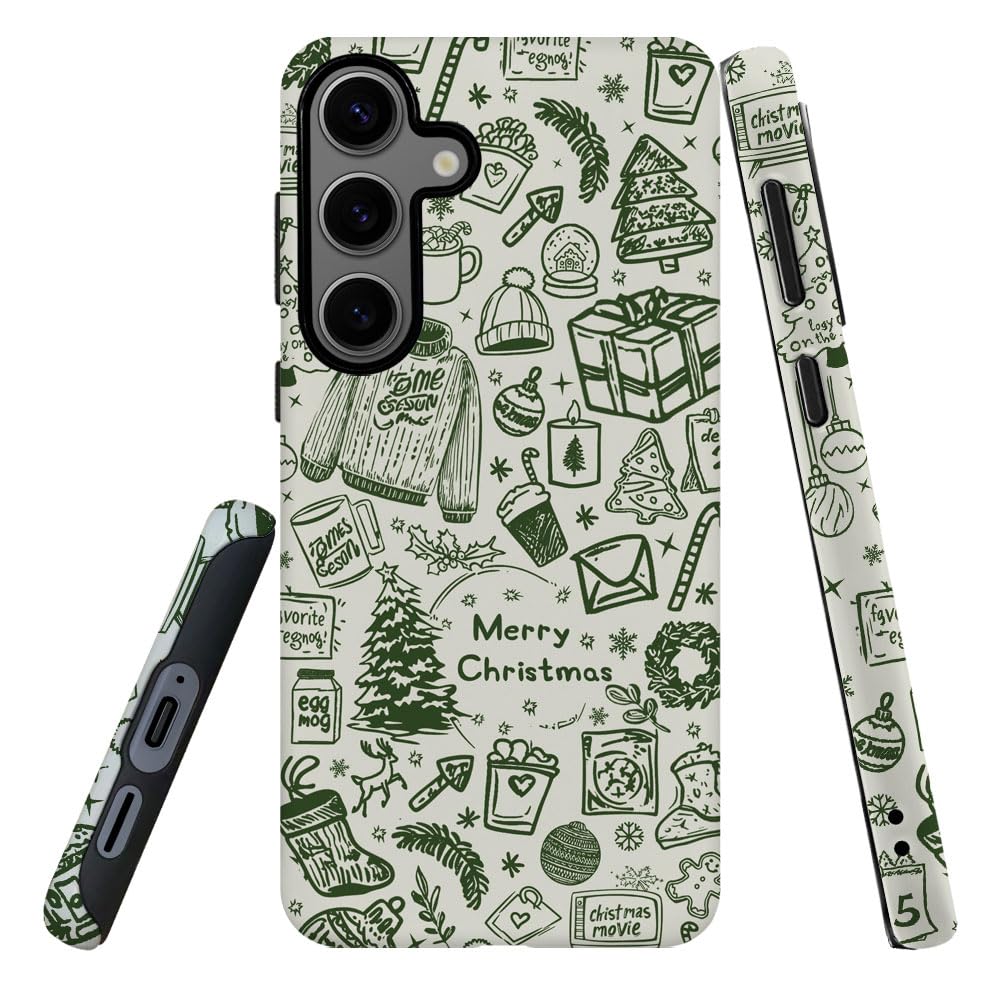 DJSOK Compatible with Samsung Galaxy S24,Frosted PC Anti-Scratch Shockproof Case - Christmas Green Hat Tree