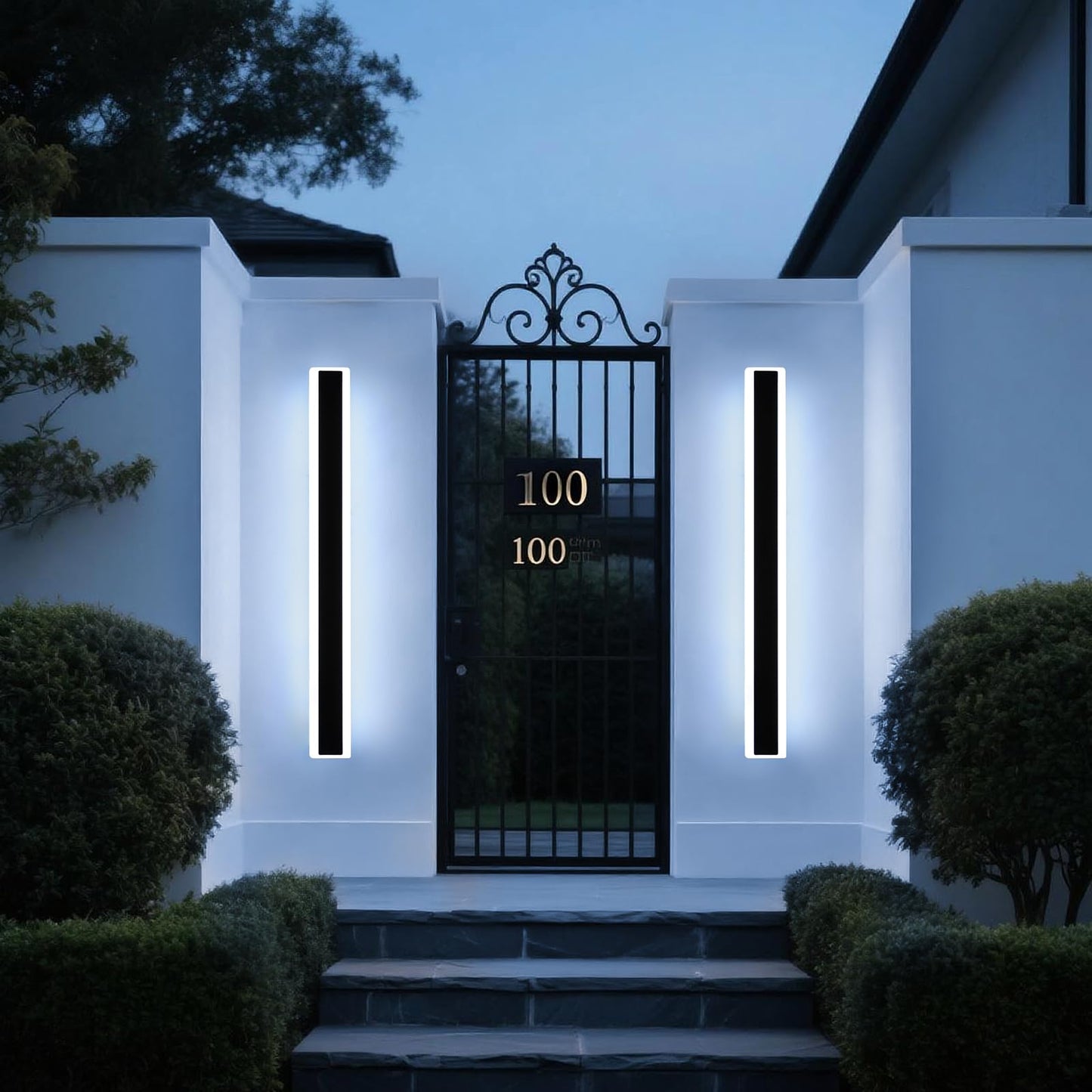 Mikeru 2Pack 39.3Inch Long Led Wall Light  6000K Cool White Modern Outdoor Wall Light Ip65 Waterproof Black Acrylic Porch Exterior Lighting Fixtures  Exterior Wall Mount Lights