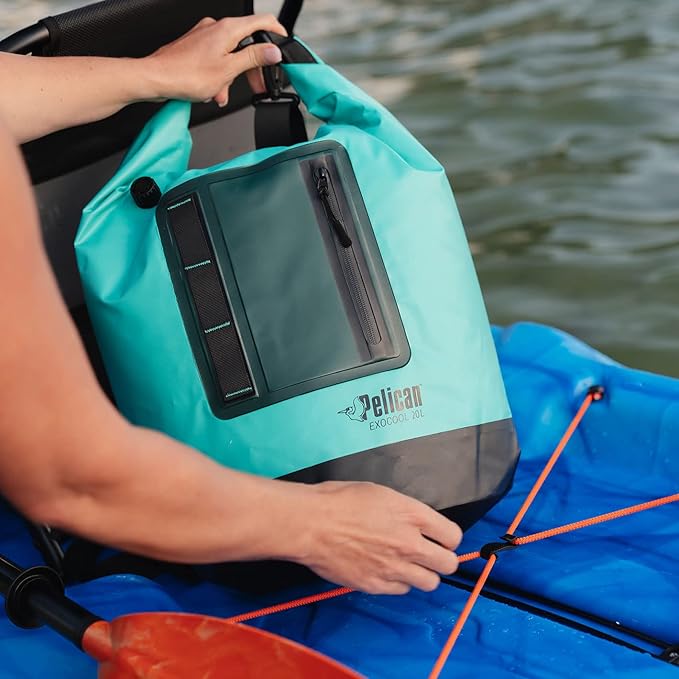 Pelican Exocool Cooler Dry Bag - Collapsible Portable Soft Sided Roll - Insulated Waterproof Leak Proof for Kayaking, Hiking, Camping & Fishing - 10L or 20L