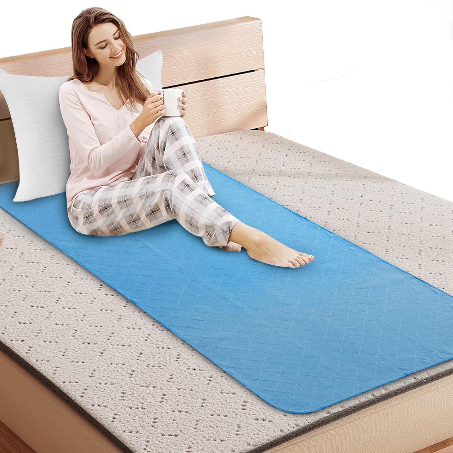 Hospital Bed Pads 34'' x 76'', 2 Pack Non-Slip Waterproof Sheet and Mattress Pad Protector, Washable Bed Wetting Incontinence Chucks Pads for Kids, Elderly Seniors, Blue