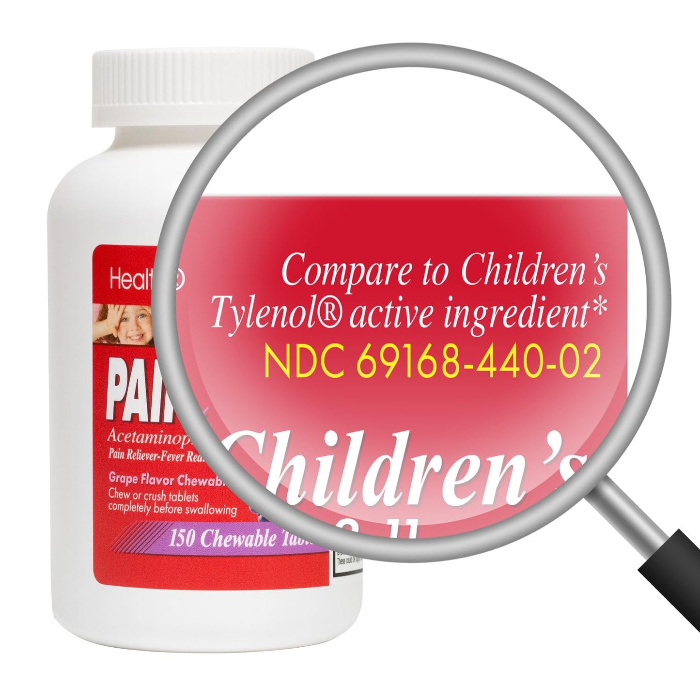 HealthA2Z® Children’s Chewable Pain Relief | Acetaminophen 160mg | Grape Flavor | Fever Reducer & Pain Reliever | Aspirin & Ibuprofen Free | 150 Counts
