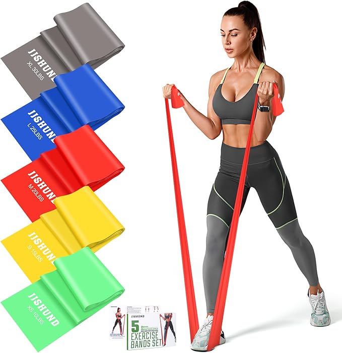 5 Pcs Resistance Bands, Professional Exercise Bands Elastic Stretch Bands for Fitness Yoga Pilates Stretching Strength Tra...