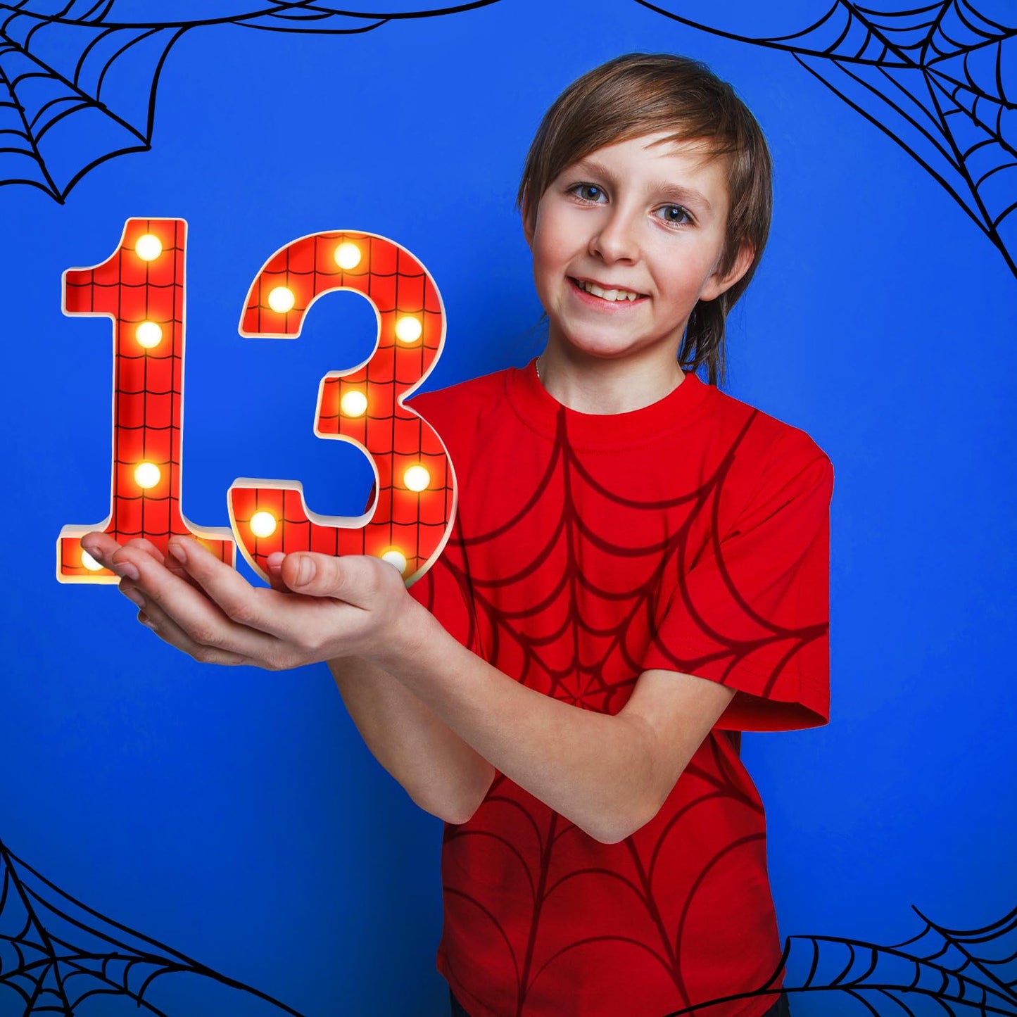 Vihose Spider Led Number Lights Spider Birthday Party Decoration Light Up Numbers Kids Boy Man Birthday Supplies For Marquee Night Christmas Gift Baby Shower(Number 1)
