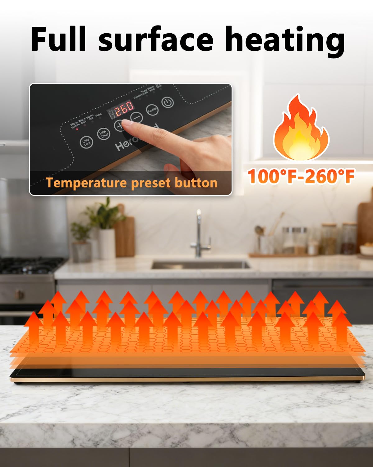 Electric Warming Tray,Extra Large Food Warming Mats with Temp-Settings & Timmer,Full Surface Heating Electric Food Warmer Mat Keep Food Warm at Buffet, Party, Sabbath, Daily Use (XXXL(47 * 14"))