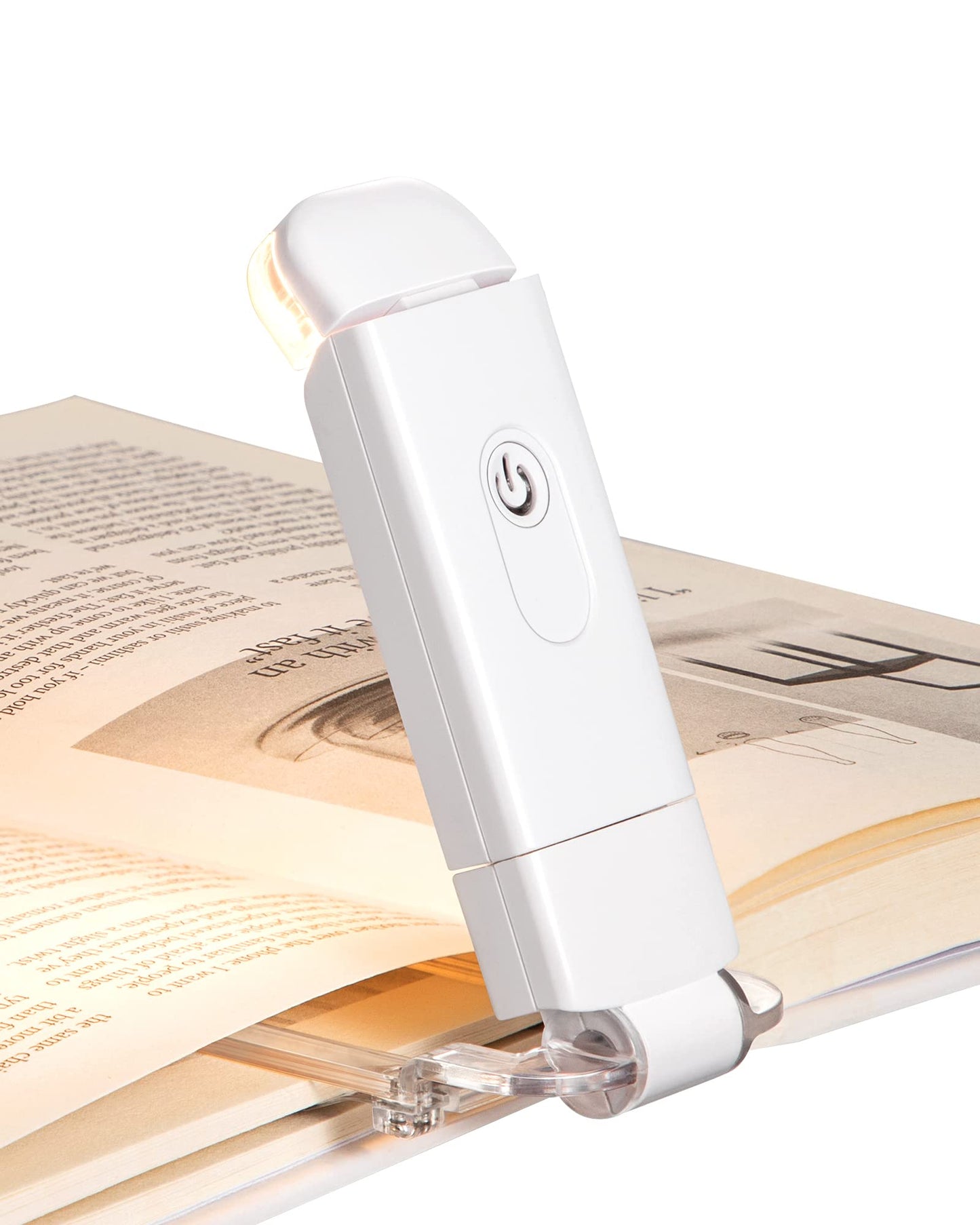 DEWENWILS USB Rechargeable Book Reading Light, Adjustable Brightness, 3000K Warm White, Portable Clip-on LED Bookmark Lamp, White