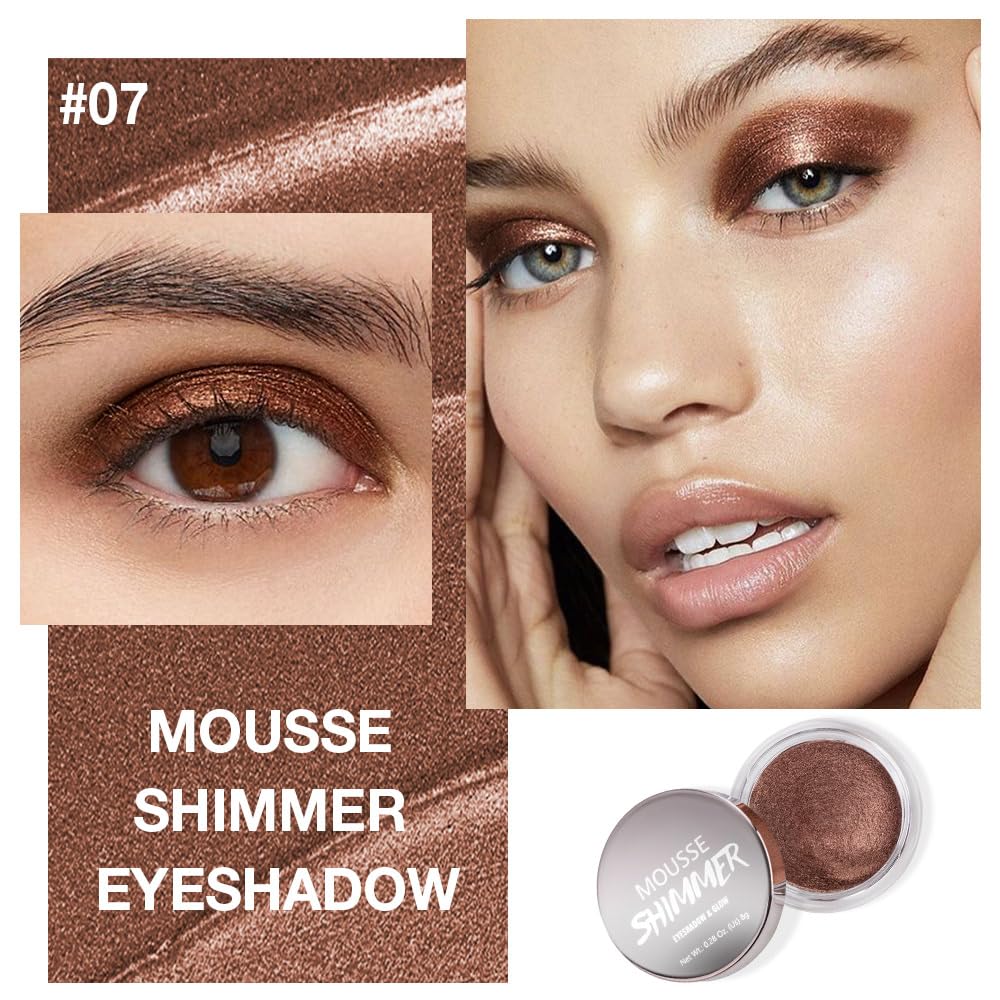 Dark Brown Mousse Single Eyeshadow Palette -Neutral Matte & Shimmer Eyeshadow,Mini Cream Glitter Eye shadow,Long Lasting Highly