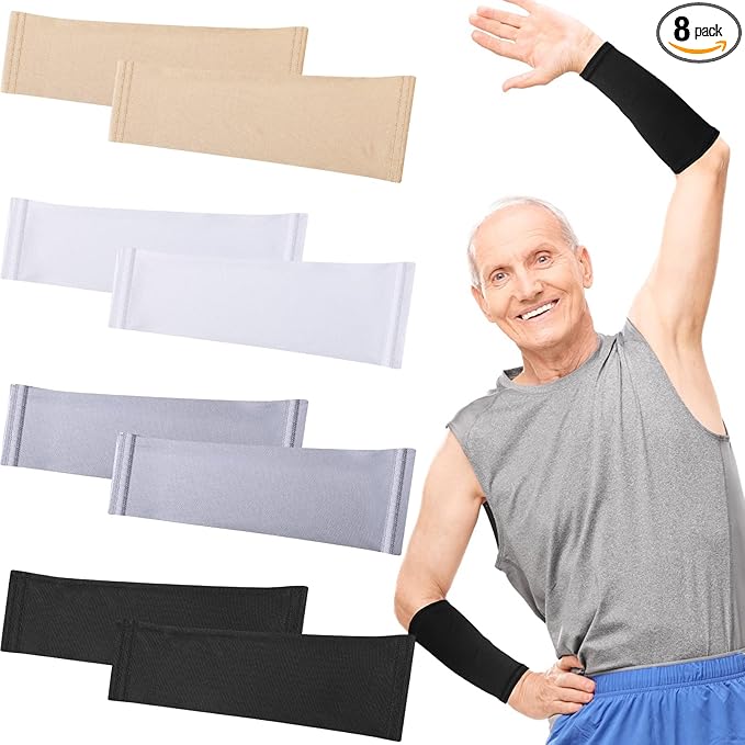 Eurzom 4 Pairs Arm Protection Sleeve for Men Women Sun Forearm Arm Protector Cover Sleeve for Sports Skin Gardening Work(9...