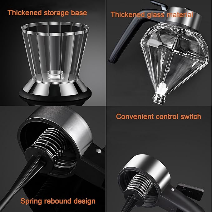 Honey Dispenser:Glass Honey Dispenser No Drip,Honey Jars with Dipper,Honey Pot with Stand,Stylish Honeycomb Design,Suitable for Honey, Syrup, Soy Sauce and Vinegar,200ml/7oz