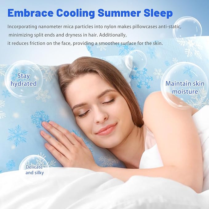 Cooling Pillow Cases for Hot Sleepers - Double Side Arc-Chill Q-Max>0.5 Cooling Fiber Cool Pillow Cases 2 Pack - Breathable Soft Cold Pillow Cases with Hidden Zipper (20" x 26")