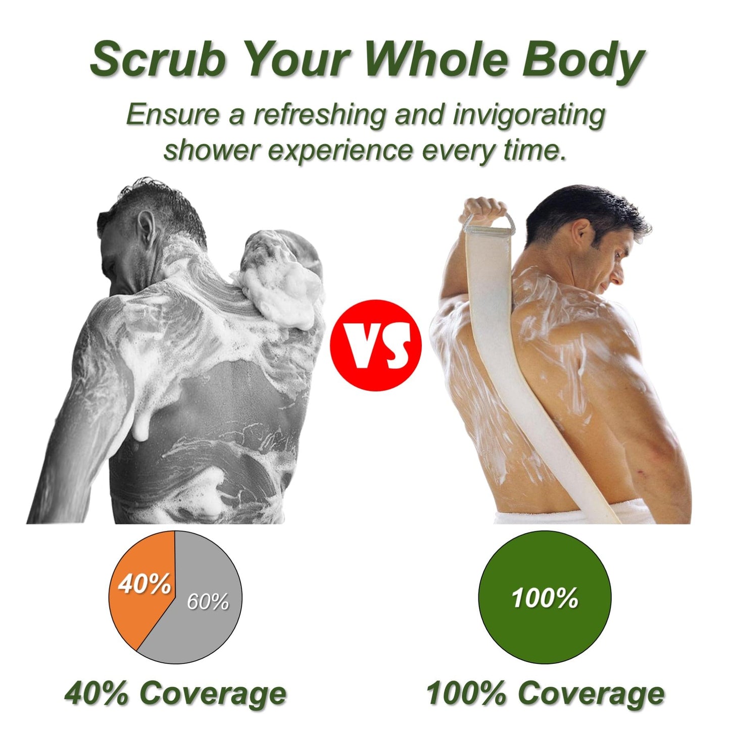 YUNKWONG Natural Loofah Sponge, Exfoliating Body Scrubber for Men Women, Loofah with Handle, Exfoliating Back Scrubber for Showe