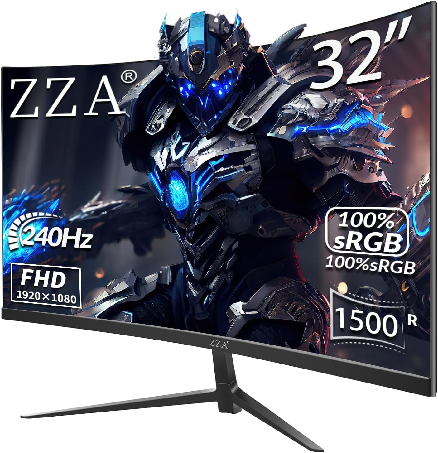 ZZA 32 Inch Curved Gaming Monitor 240Hz Curved Monitor Computer Monitor-HDMI DP USB Headphone Ports,1080p 1K FHD Ultra Slim Curved Screen with Wide Angle,High Refresh Rate Immersive PS5 Xbox PC Gaming