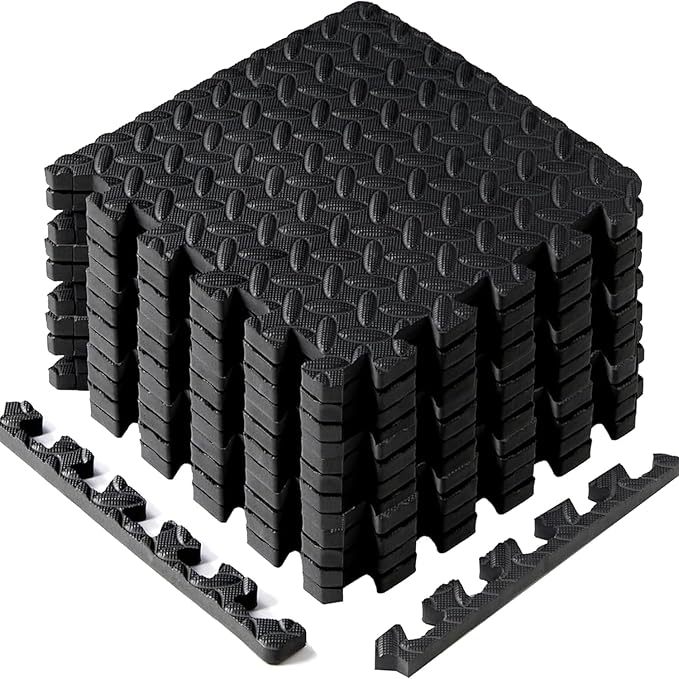 Yes4All EVA Interlocking Mats, Puzzle Floor Tiles, Foam Floor Padding with Border for Furniture, Home Space, Living Room, ...