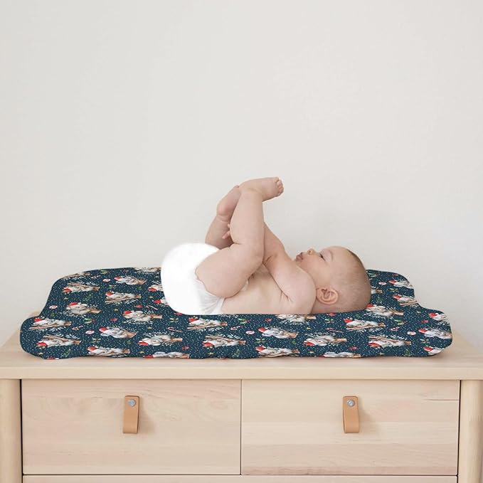 Christmas Koala Baby Changing Pad Cover Australian Animal Diaper Change Table Sheets for Boy Girl Koala Bears Santa Hat Branch Gift Soft Breathable Stretchy Fitted Changing Table Pad Mats 32''x16''