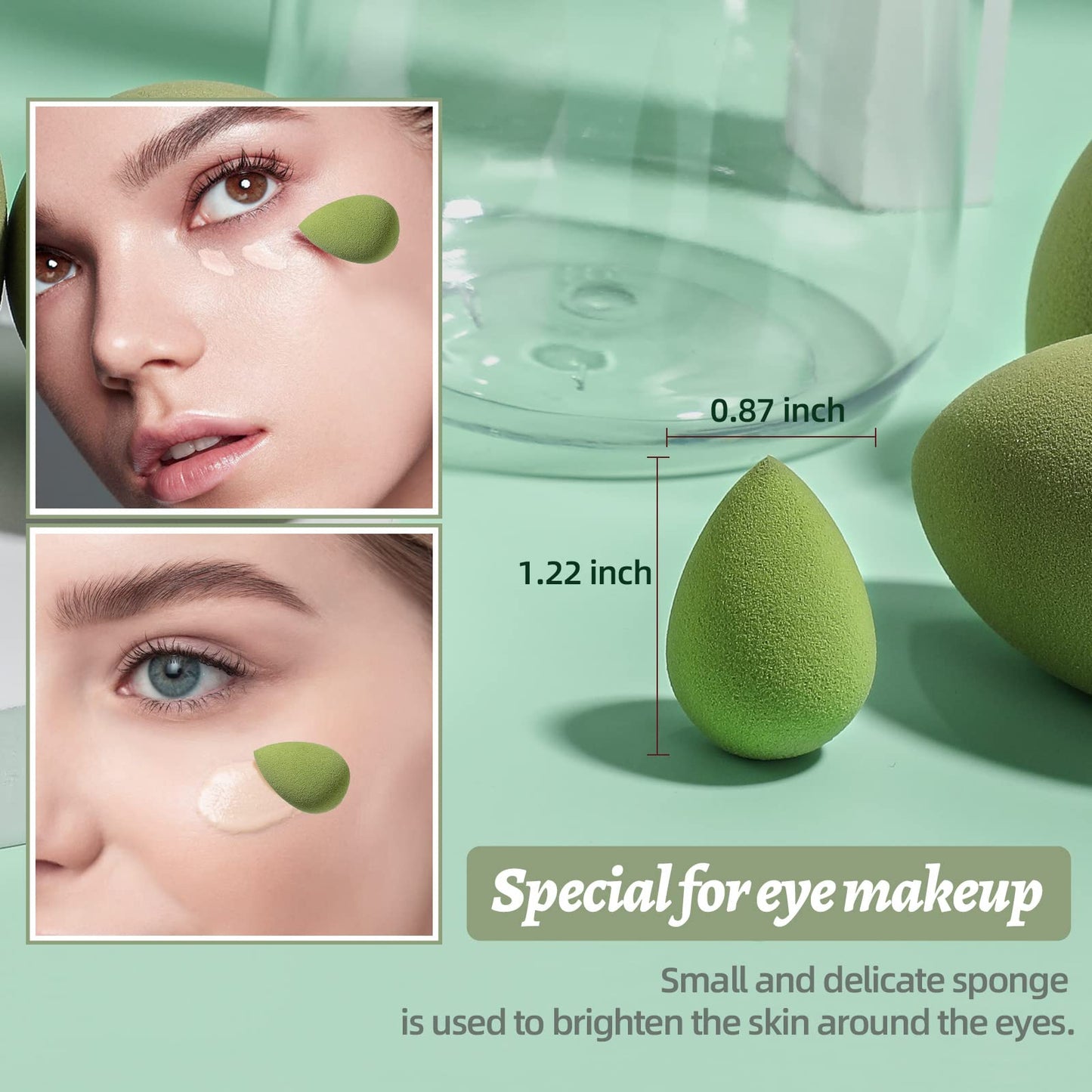 Makeup Sponge Set BS-MALL Blender Sponges 7 Pcs for Liquid, Cream, and Powder, Multi-colored with 1 Mini Makeup Sponge Pink (C-G