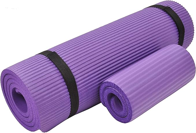 Fitvids All Purpose 1/2-Inch Extra Thick High Density Anti-Tear Exercise Yoga Mat and Knee Pad with Carrying Strap, Multip...