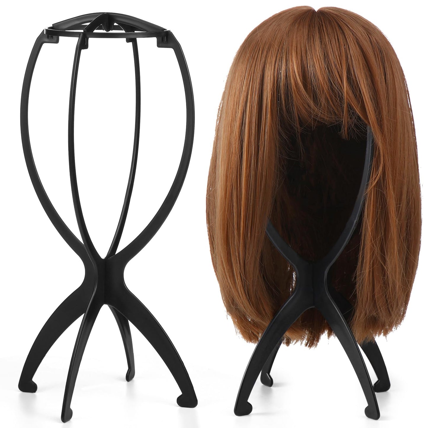 ProSuites 2 Pack Wig Head Stand Travel Wig Holder Hat Wigs Display for Multiple Wigs Hair Styling (black, 13.8 inches)