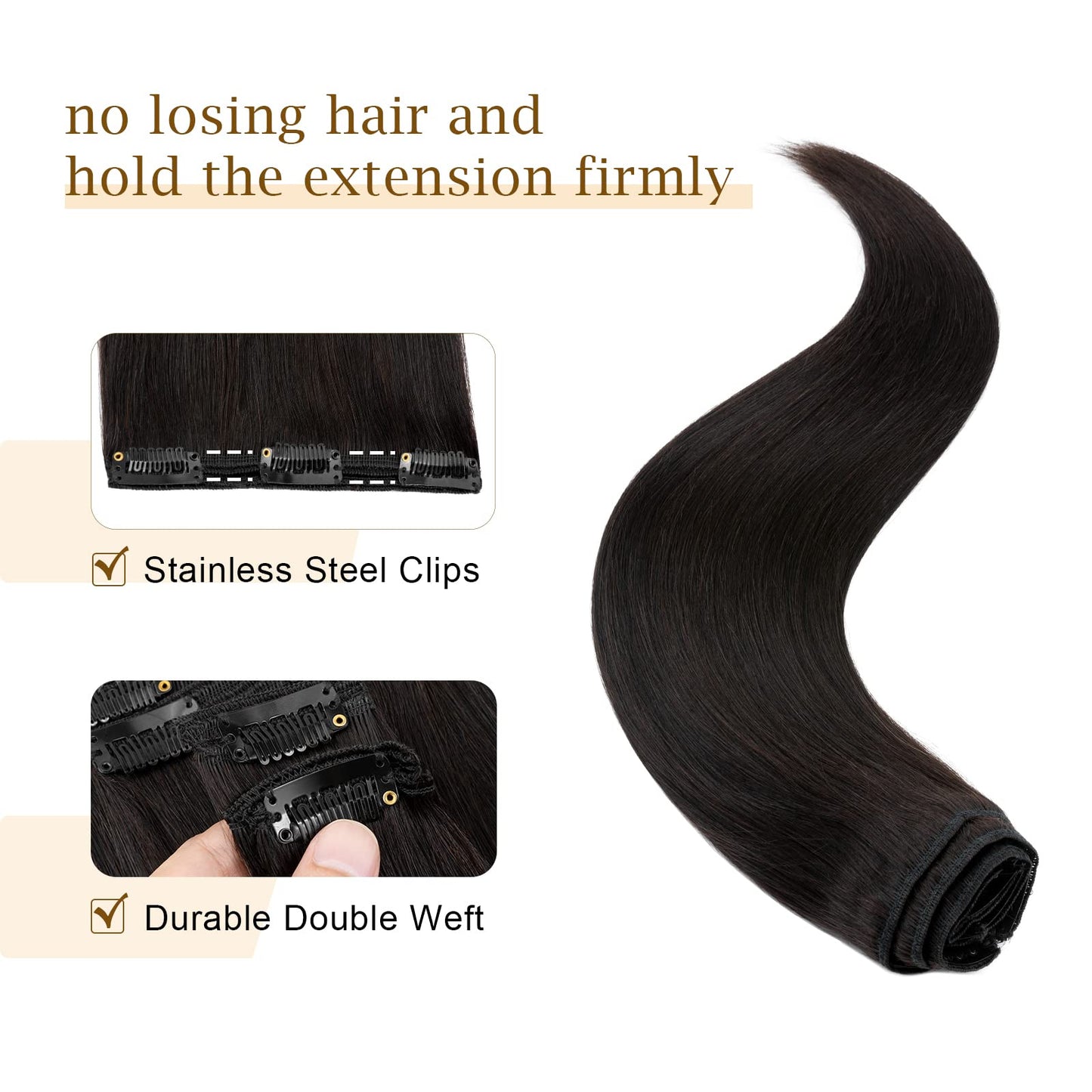 MY-LADY Double Weft 100% Remy Human Hair Clip in Extensions 10''-22'' Grade 7A Quality Full Head Soft Silky Straight 8pcs 18clip