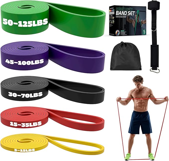 Adostob Resistance Bands Set with Door Anchor, Multi-Levels Pull Up Assistance Bands, Exercise Bands for Working Out, Stre...